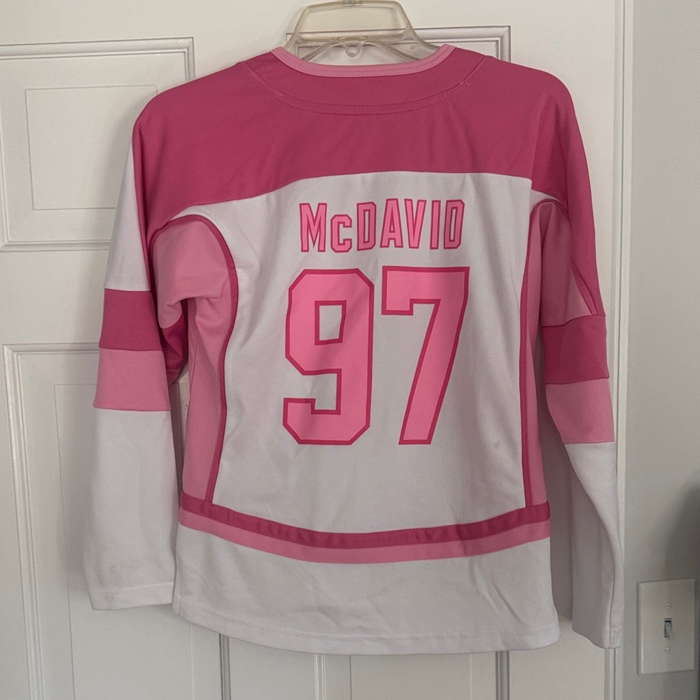 NHL Kids McDavid #97 Pink and White Hockey Jersey